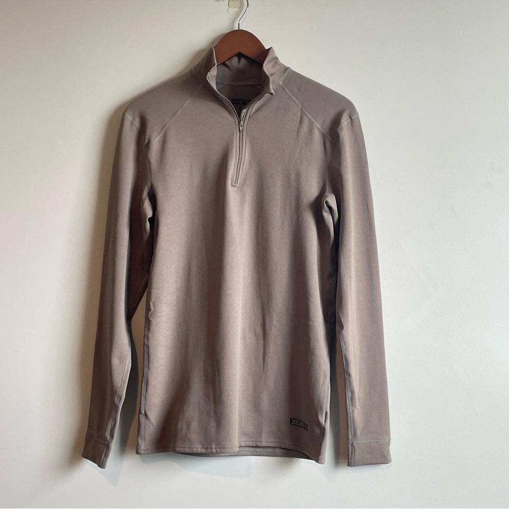 NWOT XGO Acclimate Dry Phase 4 Long Sleeve 1/4 Zip Mock Neck Tan Pull Over Sz S